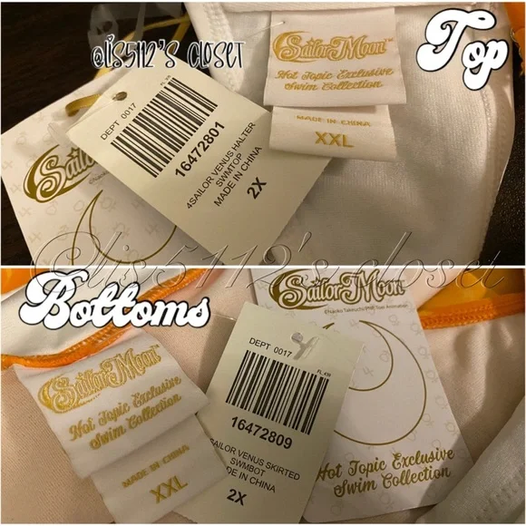 Hot Topic Sailor Moon Sailor Venus Cosplay Top & Skirted Bottoms Swimsuit SET 2X - Picture 8 of 16